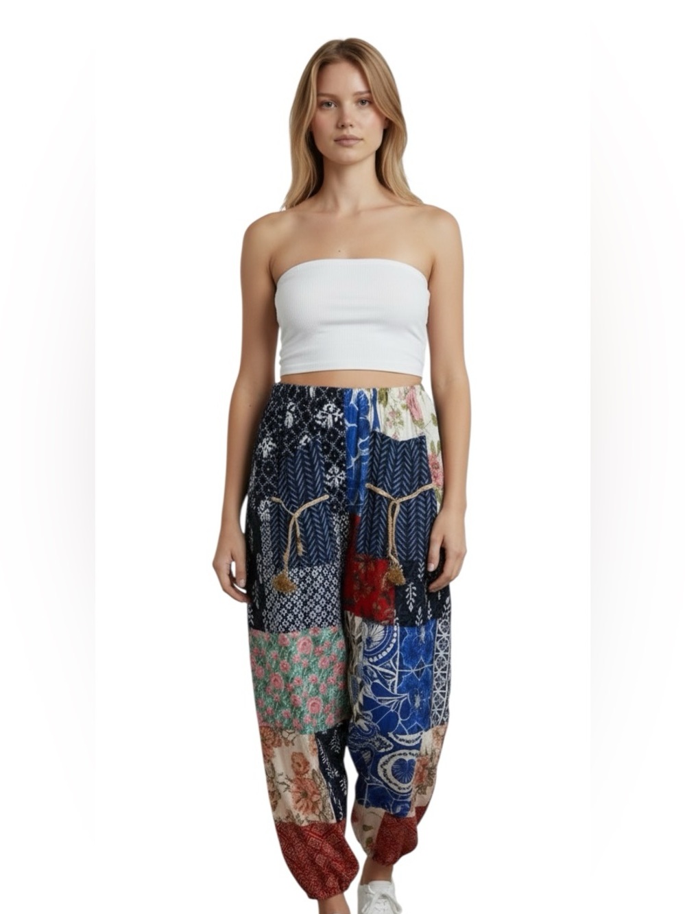 Ashley Taylor Patchwork Bloomer Harem Pants Boho Festival Lagenlook One Size